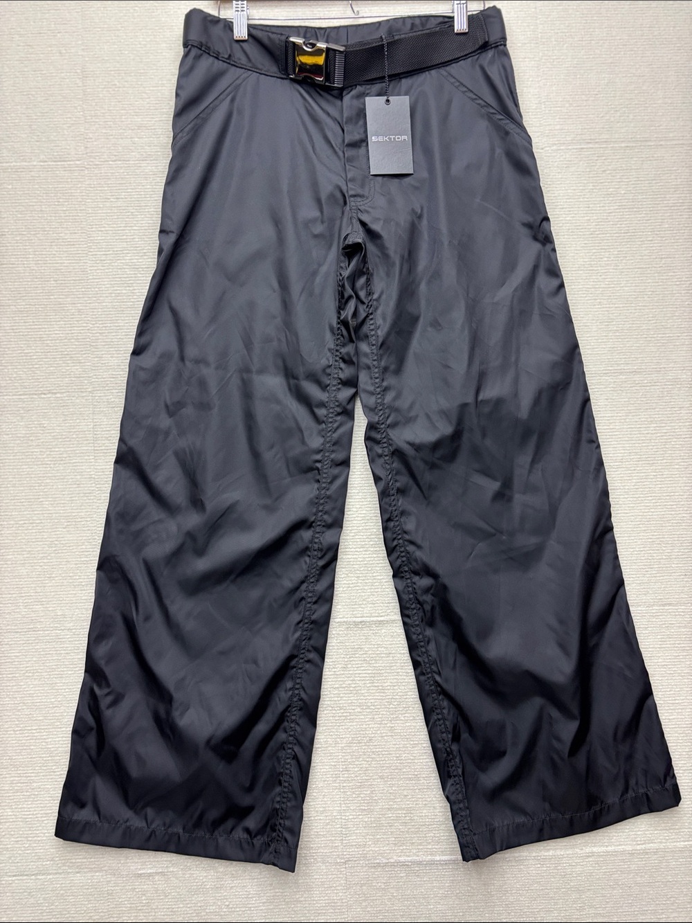 New Sektor from Kith | Black Lightweight Pants raver pant with buckle MSRP 545